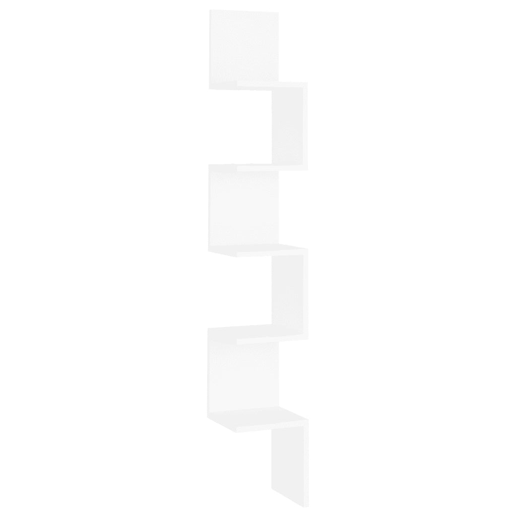 Scaffale Angolare da Parete Bianco 20x20x127,5cm in Truciolato 807277