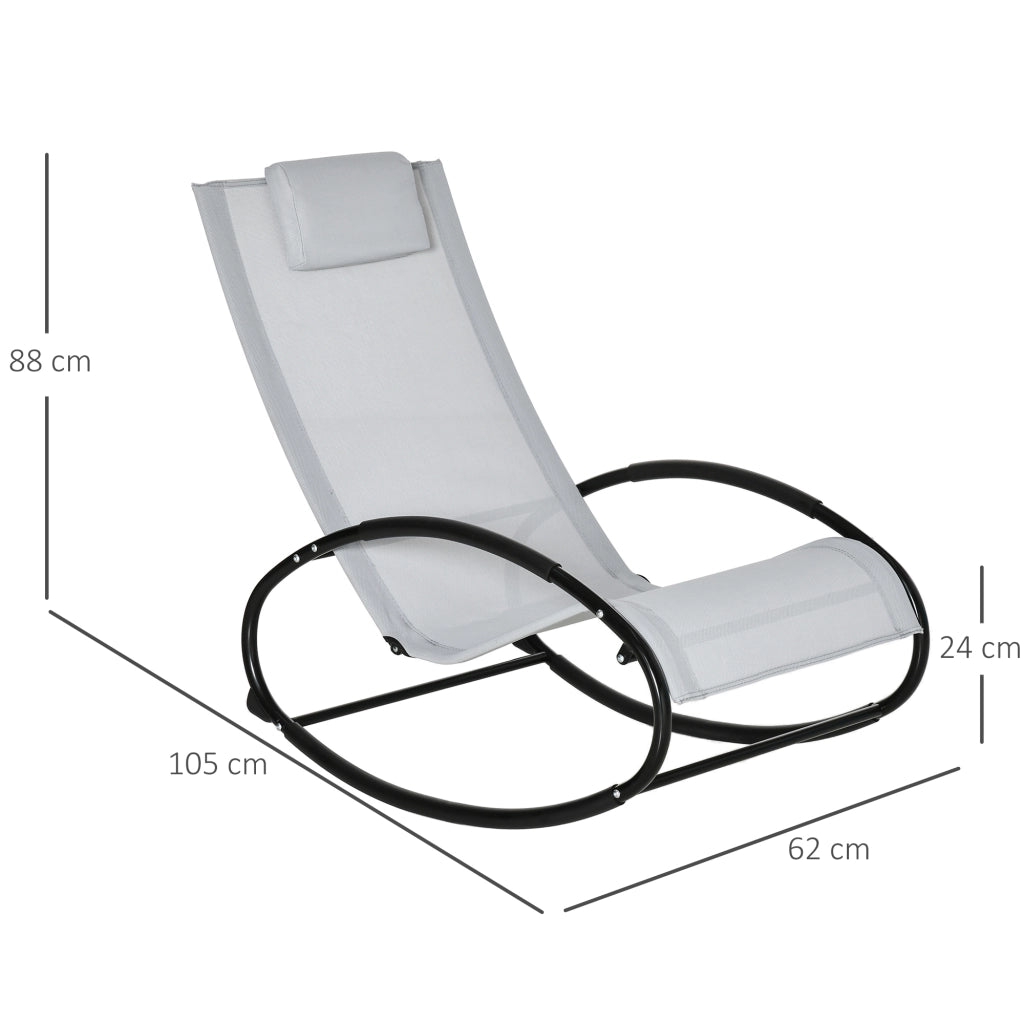 Sedia a Dondolo da Giardino Zero Gravity ¨C zephmum ¨C Grigia, Tessuto Traspirante, 105x62x88 cm