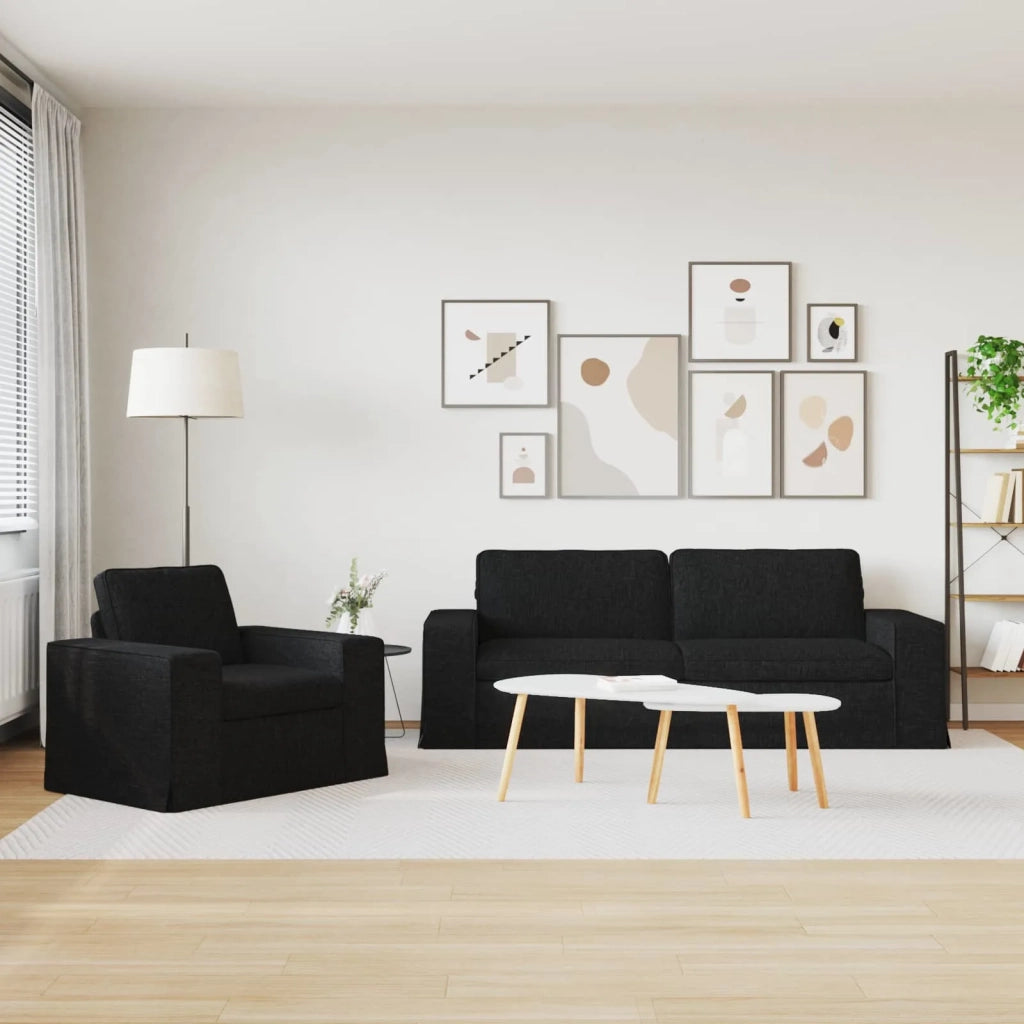 Set di divani 2 pcs Nero 222 x 80 x 82 cm Tessuto 3407590