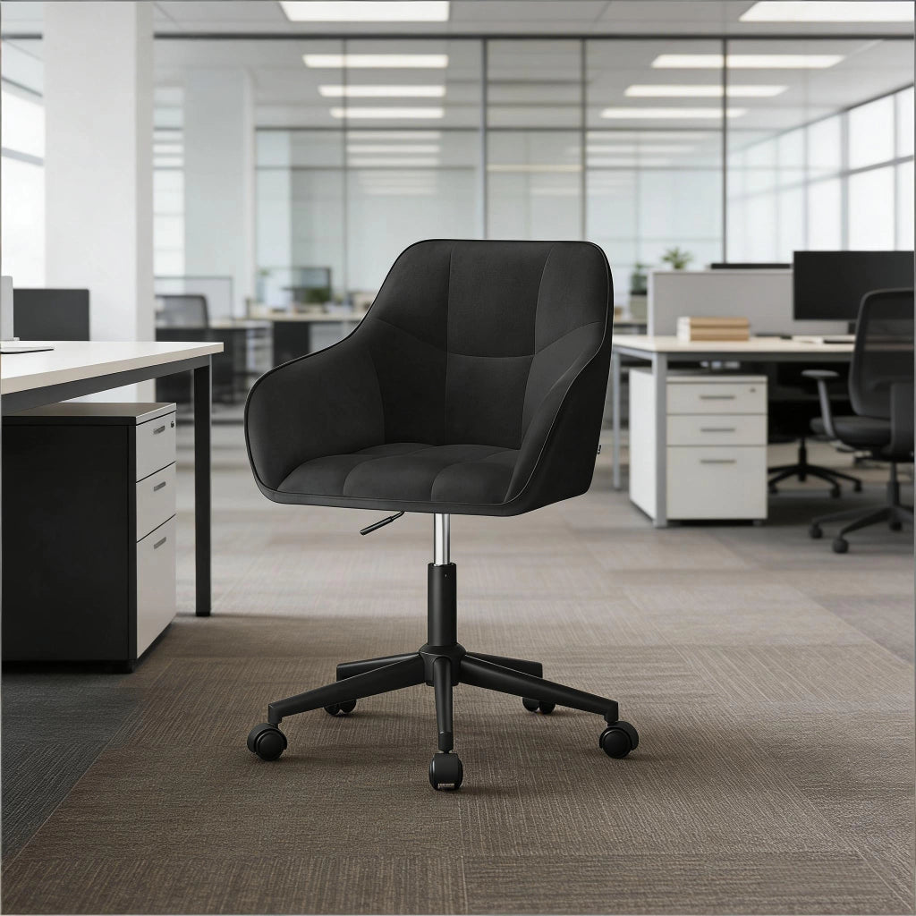 SEDIA UFFICIO Girevole Altezza regolabile 48-57 cm Velluto Nero