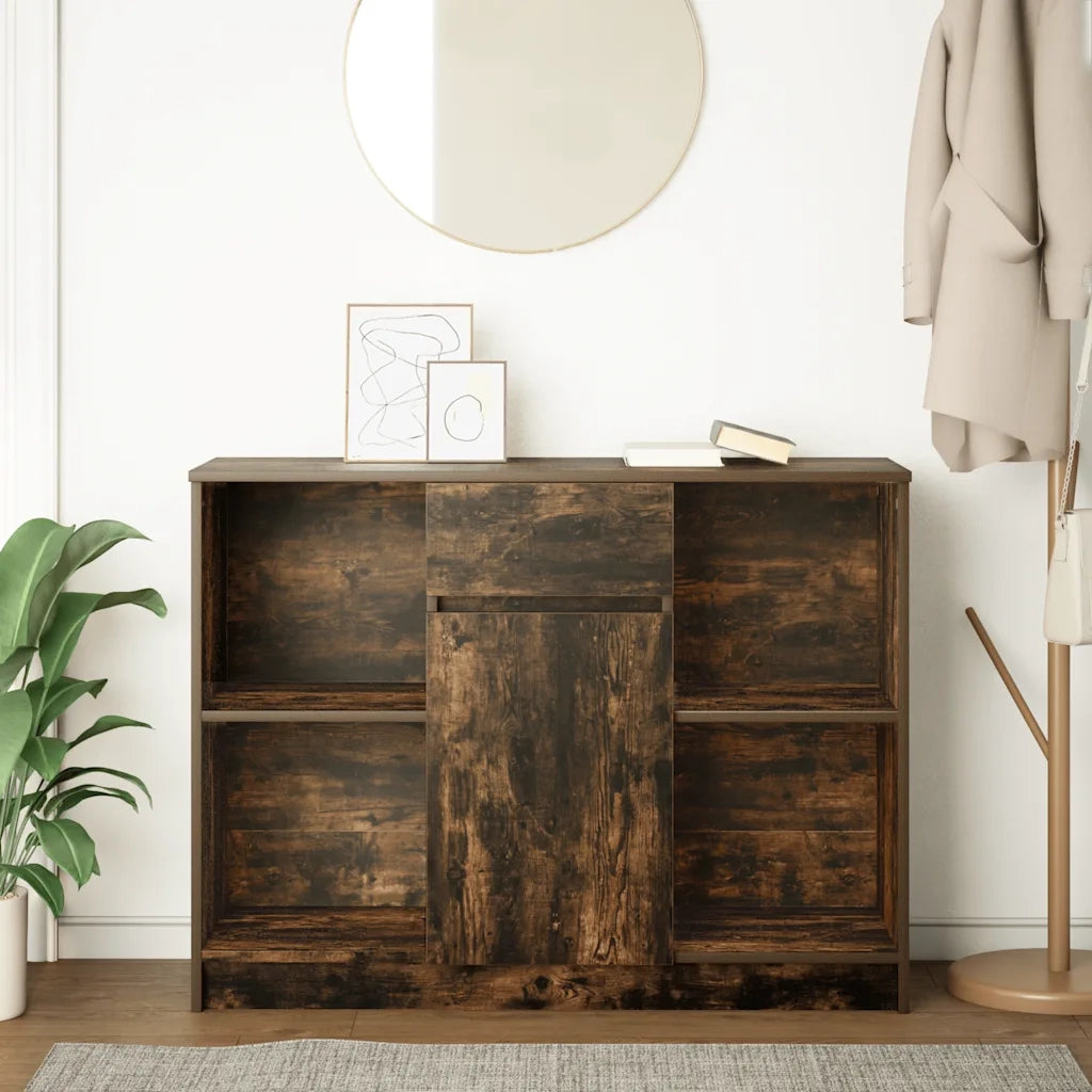 Credenza con Cassetto-Buffet-Armadio da cucina Rovere Fumo 101x35x76 cm in Truciolato