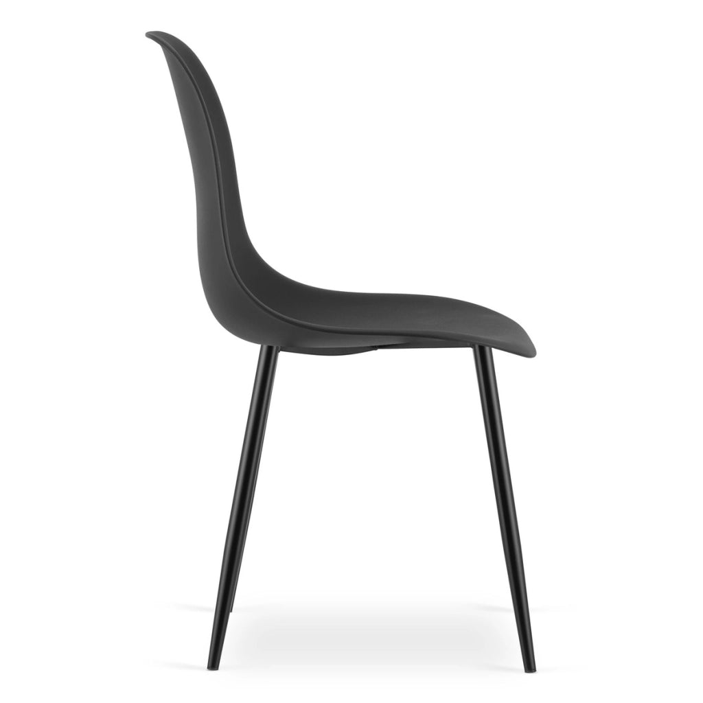 Sedia WAT moderna nera con gambe in metallo