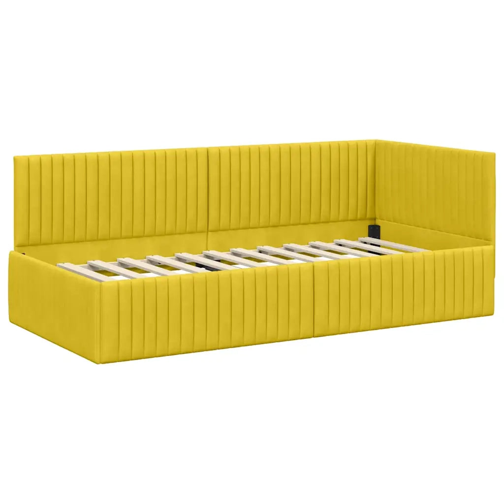 Cornice del letto ad angolo Giallo 90 cm x 190 cm Velluto 42016262