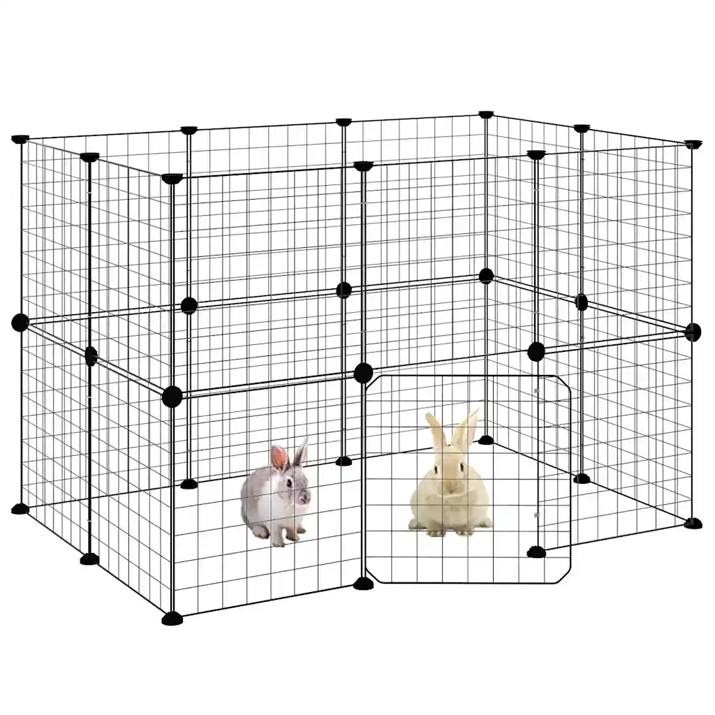 Gabbia per Animali 20 Pannelli con Porta Nera 35x35 cm Acciaio CFW6155862