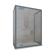 Box doccia 3 lati 70x120x70 CM H 200 Vetro Trasparente Profilo Blu Navy mod. Deco Trio