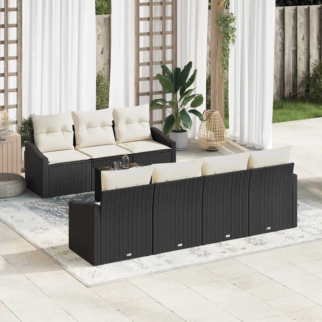 Set di divani con cuscino 8 pcs Nero e Crema polyrattan 3346627