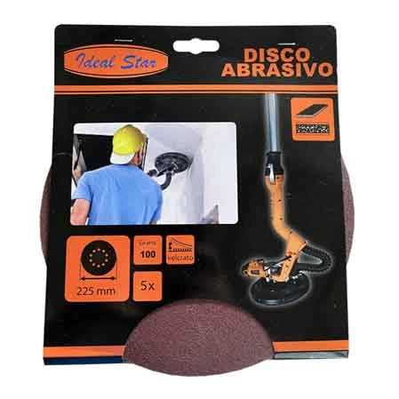 DISCO ABRASIVO VELCRATO PER LEVIGATRICE IDEAL STAR Ø 225 Grana 40 - Conf. 5 pezzi - IDEAL STAR