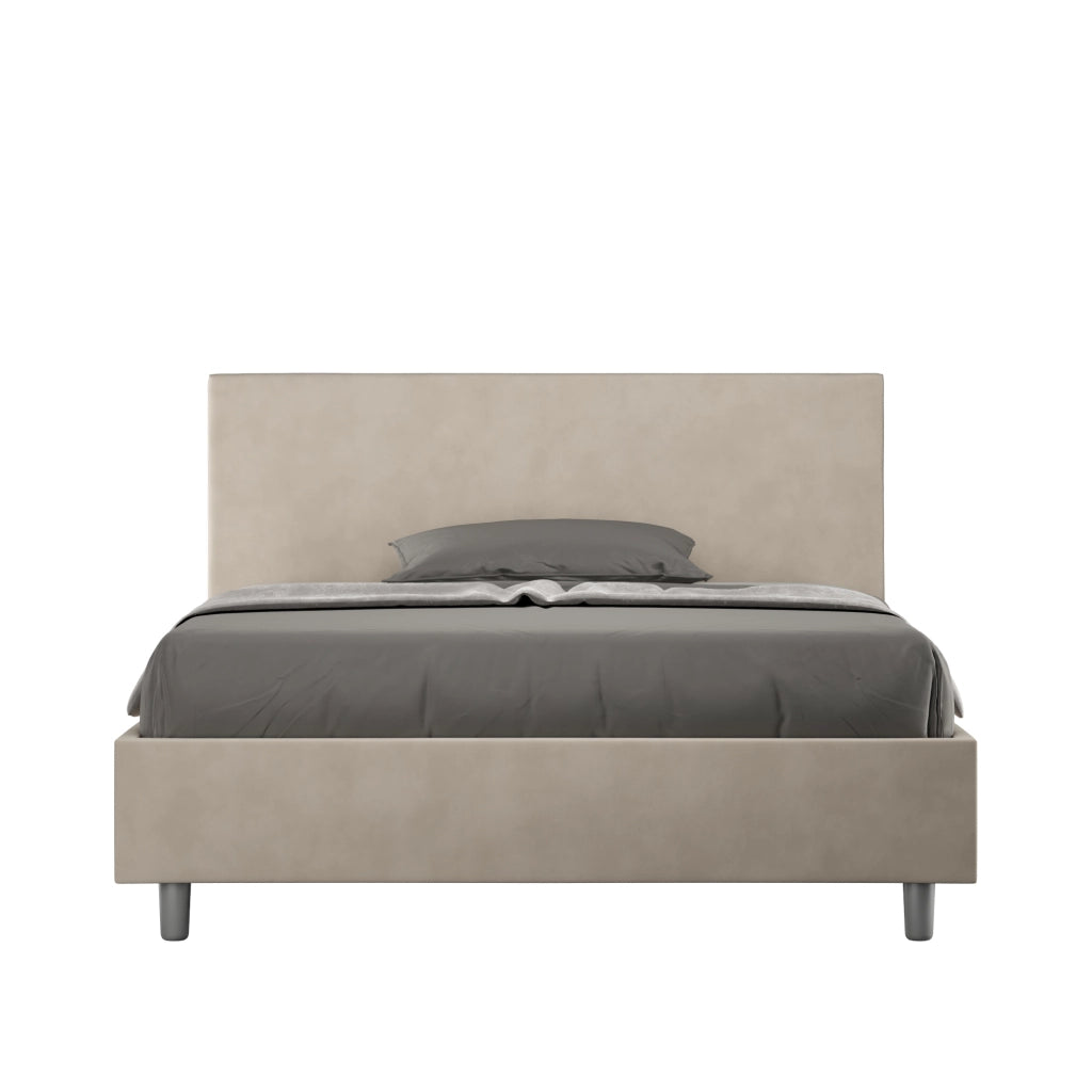 BS COM Letto una piazza e mezza contenitore imbottito 130x200 microfibra sabbia