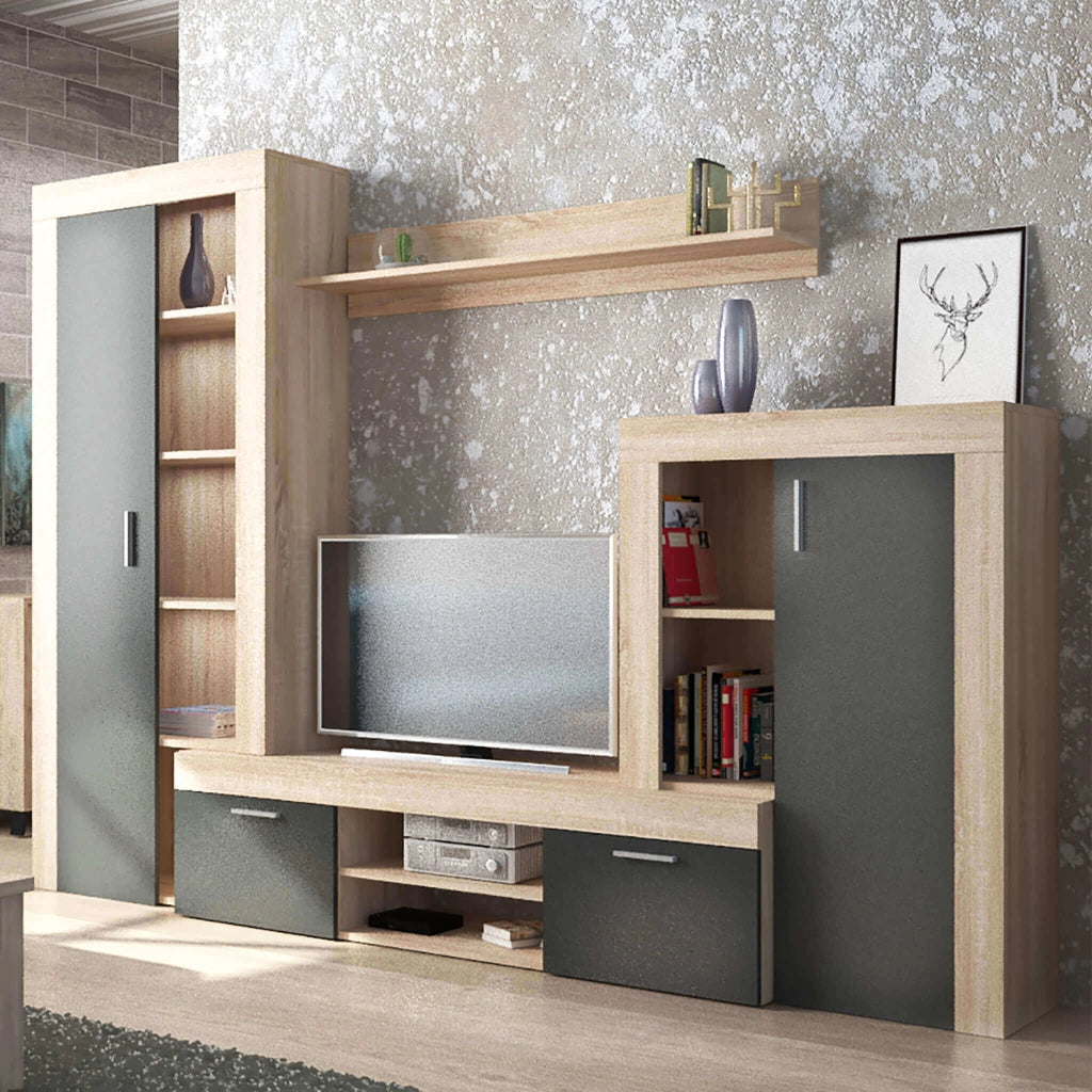 Parete Attrezzata per Soggiorno in Legno Composito cm 259x40x180 - ALTON