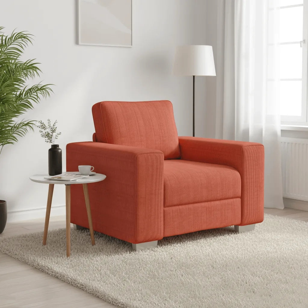 Divano Sedia-Poltrona-Sofa Relax Rosso Arancione 60 cm Tessuto di Velluto a Coste
