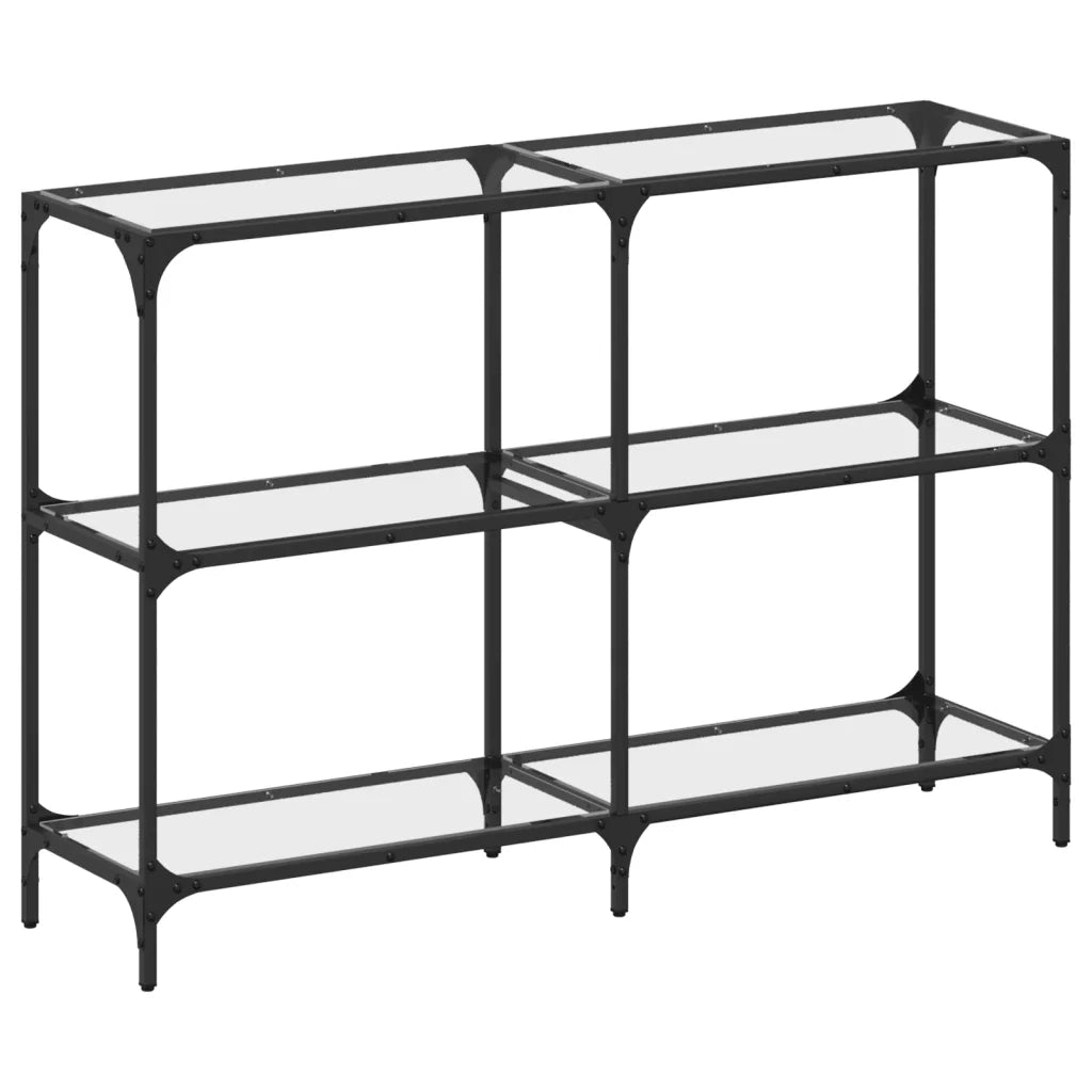 Tavolino Consolle-Tavolino da soggiorno-Tavolo Piano Vetro Trasparente 118,5x30x81cm Acciaio