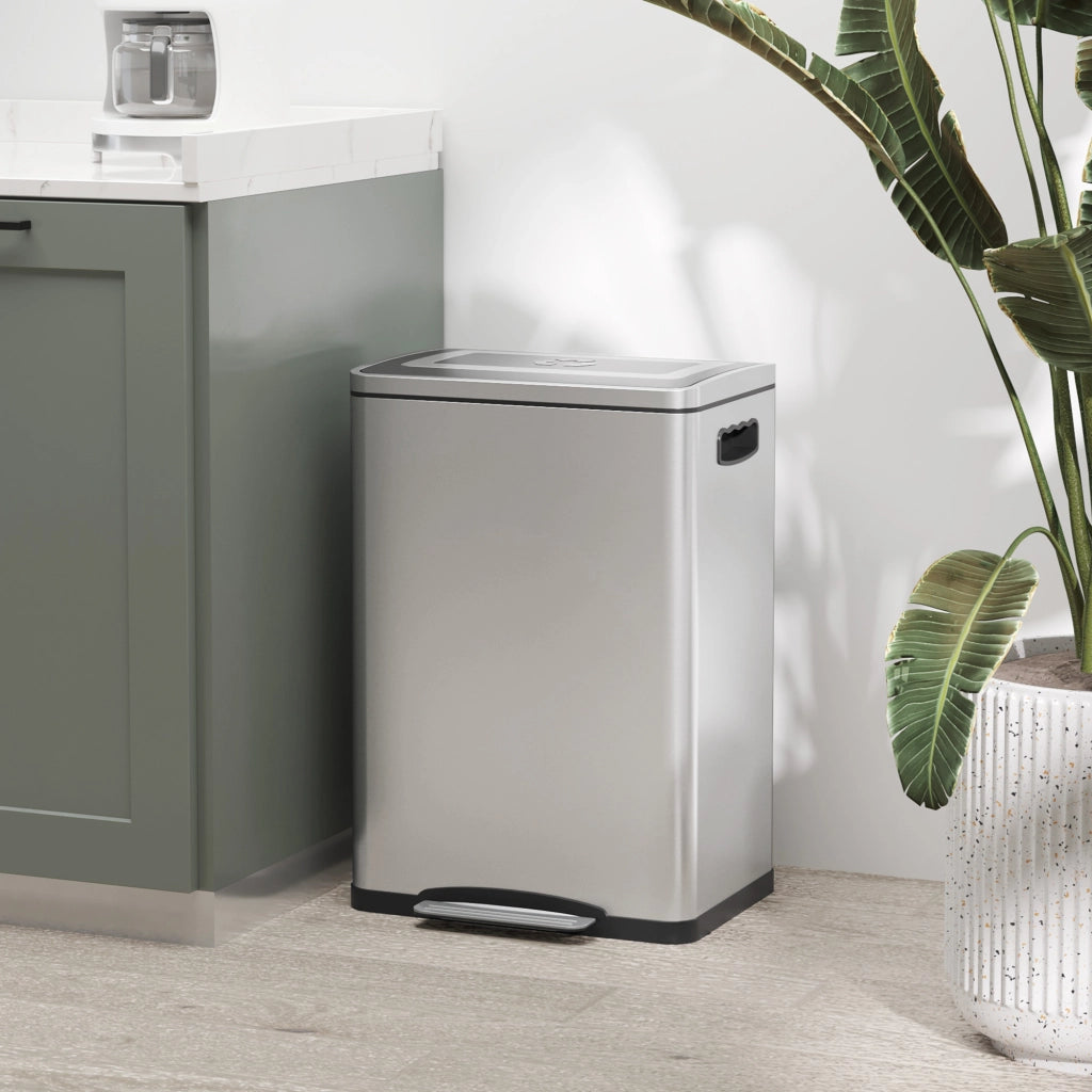Bidoni per Rifiuti ¨C Minimal ¨C Acciaio Inox, 40 L, Argento