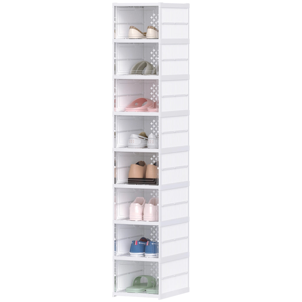 Scatola Portascarpe Impilabile Trasparente ¨C Xylo ¨C 8 Pezzi Pieghevole Bianco