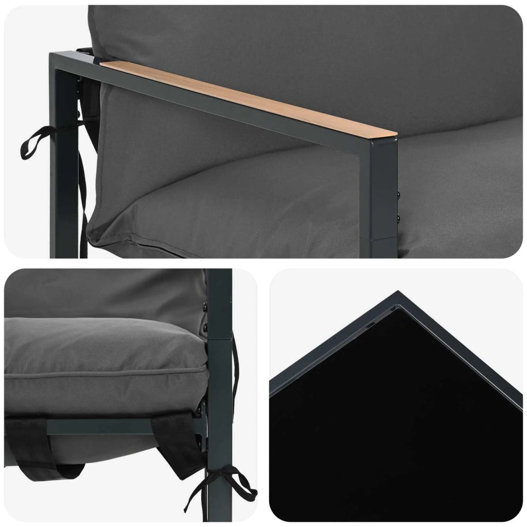 Set Divano da Giardino 3 pcs Nero e antracite Acciaio 42025093
