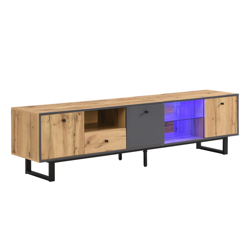 Lowboard TV naturale in truciolato lunghezza 190 cm