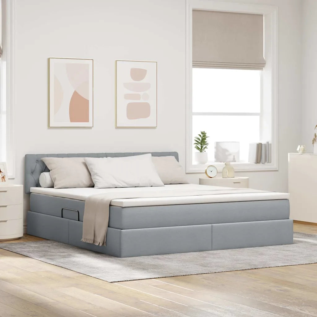 Letto con contenitore e materasso Grigio chiaro 160 x 200 cm