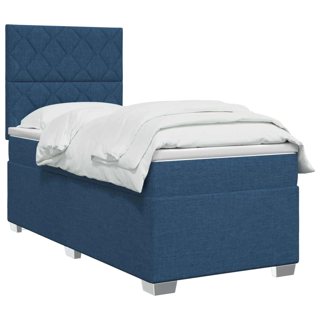 Letto box spring con materasso Blu 100 x 200 cm Tessuto 3453352