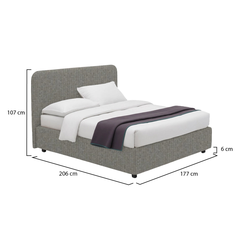 Bury, Letto Matrimoniale Sfoderabile Made in Italy, Grigio Cenere