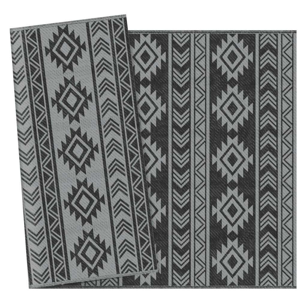 Tappeto per Esterni Reversibile Pieghevole ¨C Minimal ¨C Nero Grigio 182x274 cm