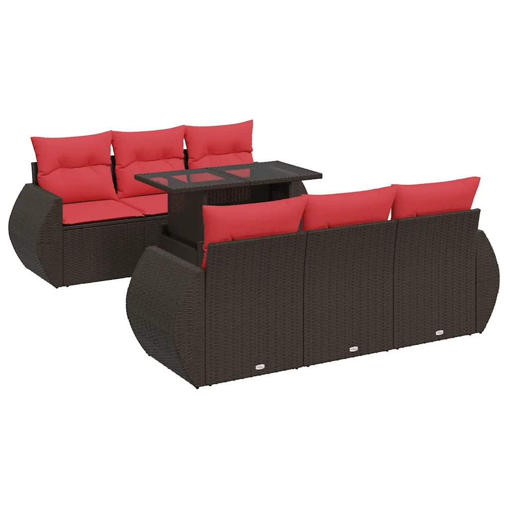 Set Divani Giardino 7 pz con Cuscini Marrone Polyrattan Acacia 3326585
