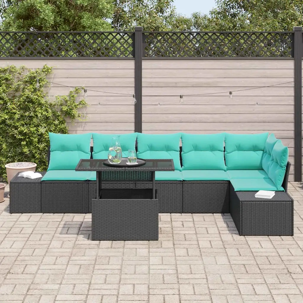 Set Divano da Giardino 7 pz Nero polyrattan 3357939