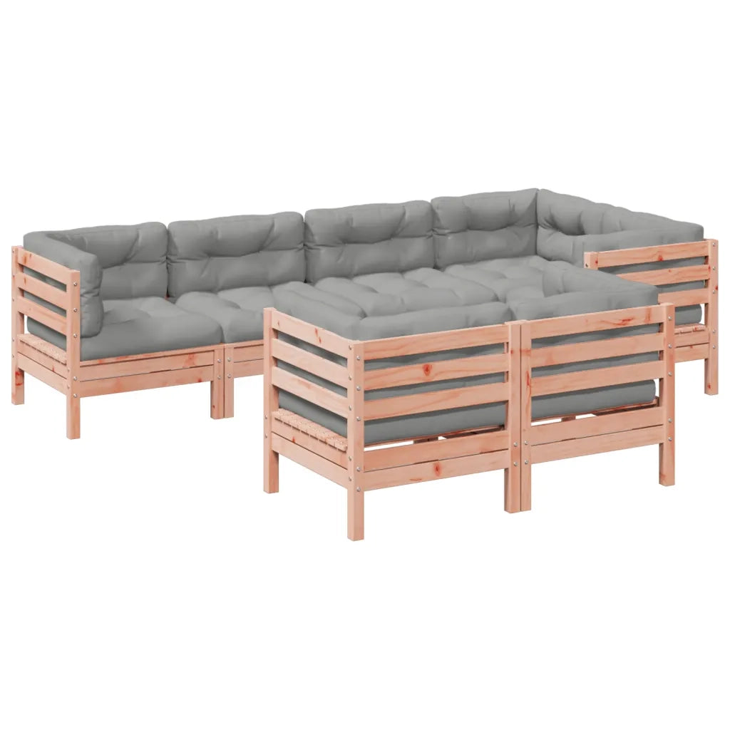 Set Divani Giardino 7 pz Cuscini Legno Massello Abete Douglas