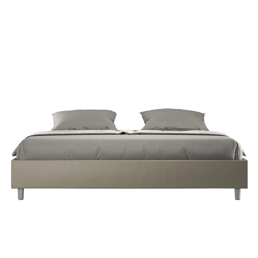 BS COM Letto con rete imbottito 180x190 similpelle cappuccino