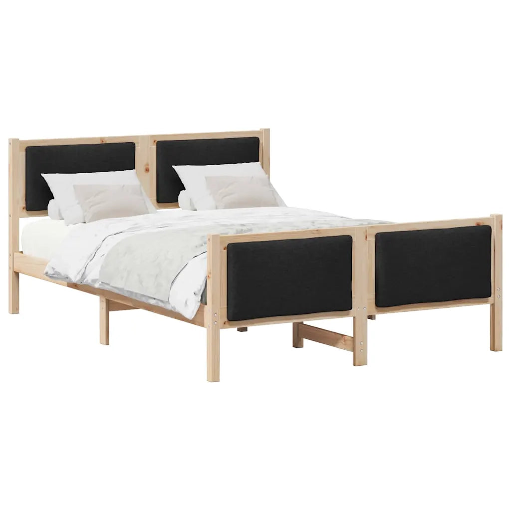 Letto matrimoniale | Letto per adulti | Struttura del letto con testiera Nero 150 x 200 cm Tessuto