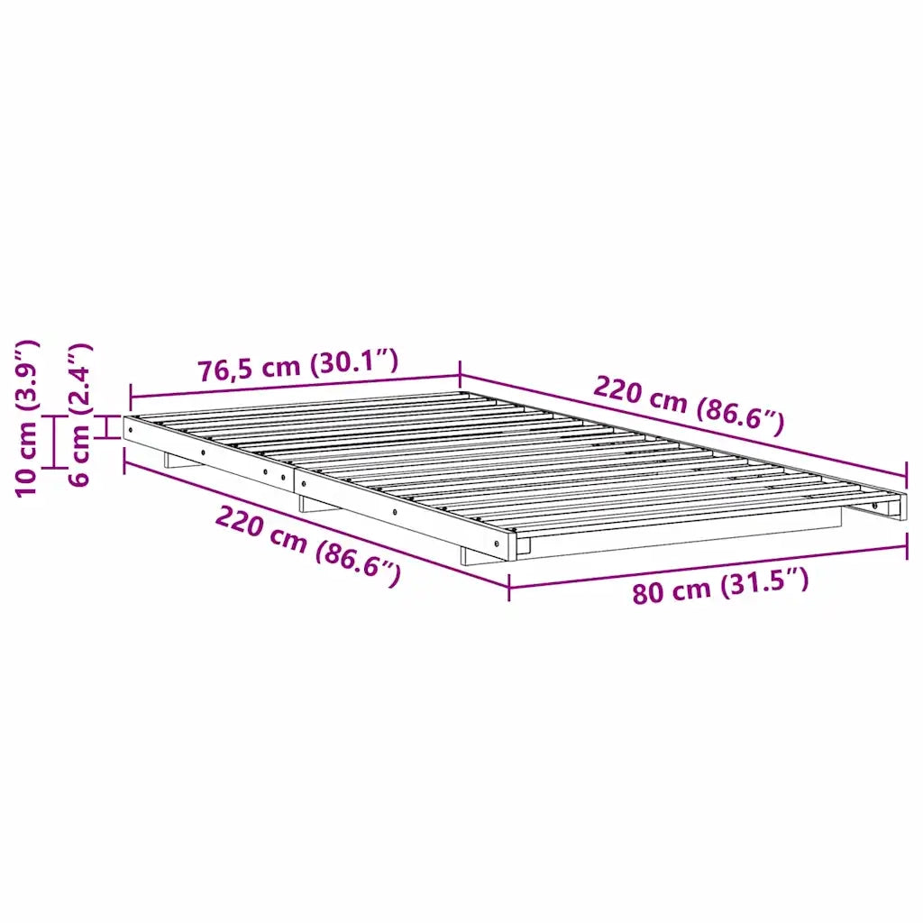 Struttura del letto Marrone 80 x 220 cm Pino massello 873121