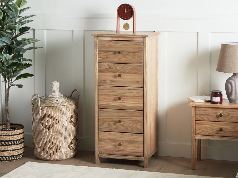 Cassettiera rustica a 5 ripiani in legno chiaro stile rustico