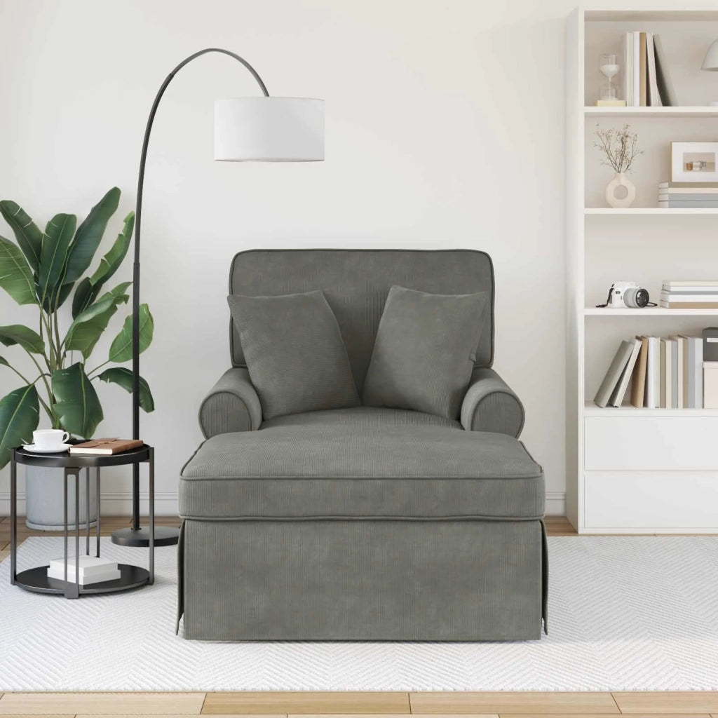Chaise Longe con Gonna 3 pz Grigio chiaro Tessuto in Cords CFW8764523