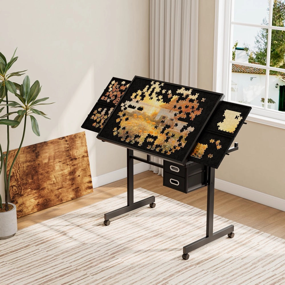 Puzzle 1000 Pezzi con Tavolo, 4 Vassoi e 2 Cassetti ¨C Xylo ¨C Piano in Metallo