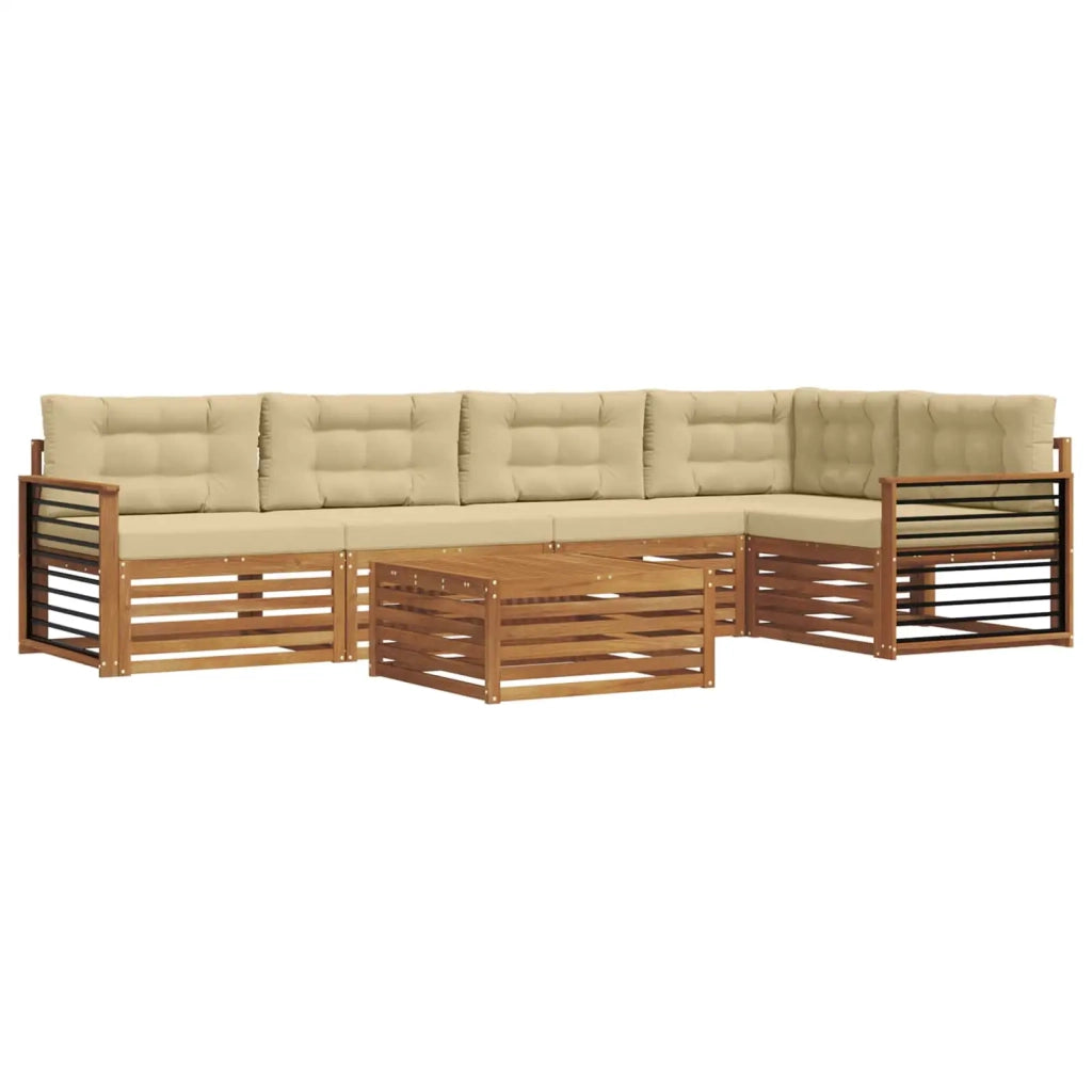 Set di divani da esterno con cuscino 6 pcs Naturale e Beige 3373513