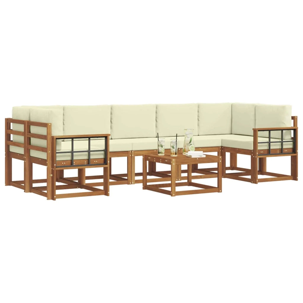 Set di divani da esterno con cuscino 8 pcs Naturale e Crema 3366158