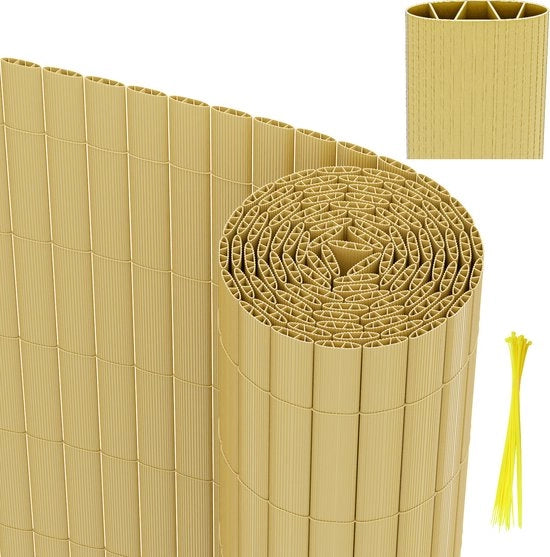 Schermo per giardino in PVC - separazione per balcone e schermo per terrazza e giardino - colore bambù - 1.4x5m 2pz
