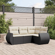 Set Divani da Giardino 4 pz con Cuscini Nero in Polyrattan