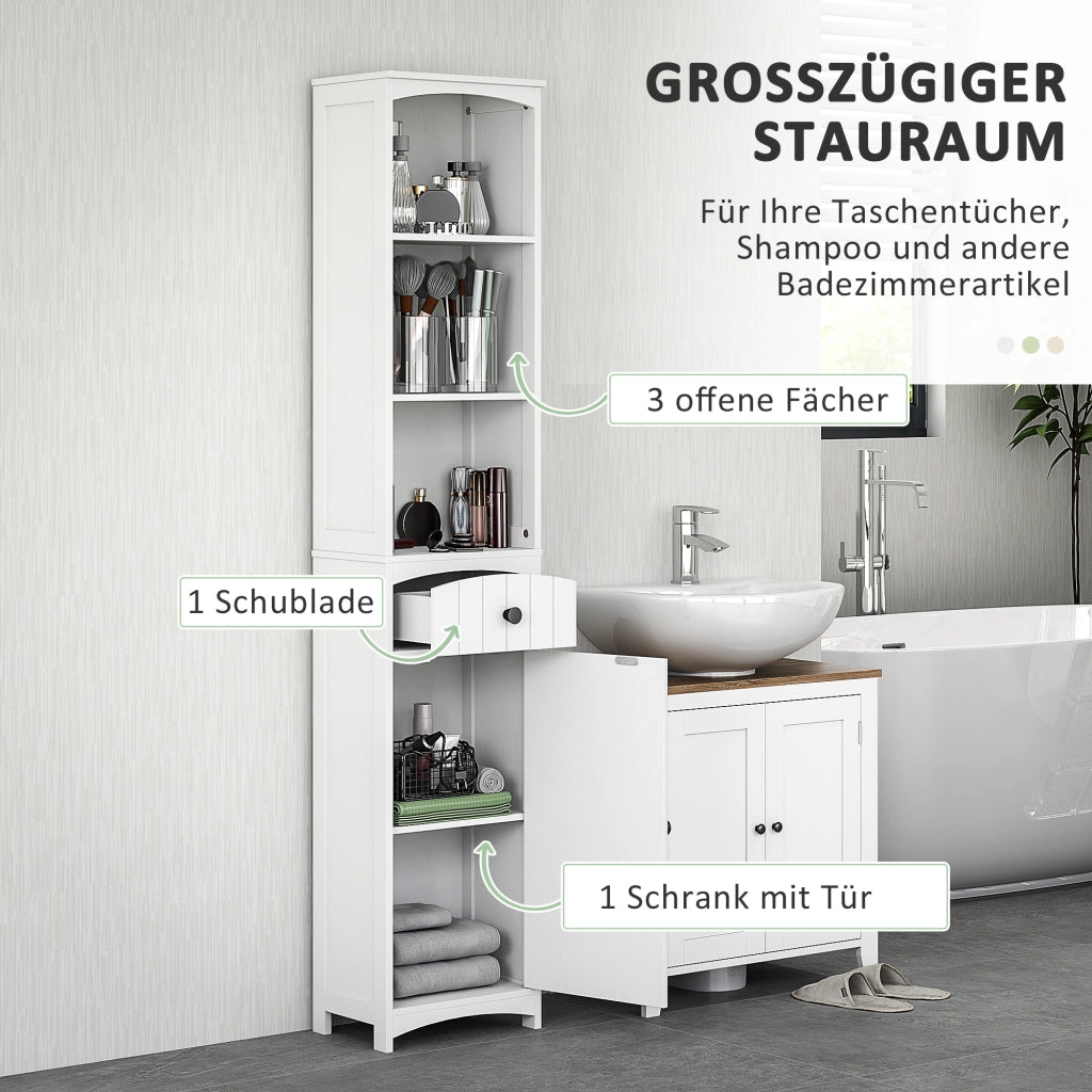 Mobile bagno con 3 ripiani e 1 cassetto ¨C Xylo ¨C MDF bianco