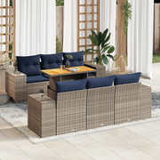 Set Divani da Giardino 7 pz con Cuscini Grigio in Polyrattan 3327337