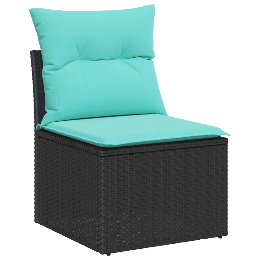 Set Divano da Giardino 8 pz Nero e Turchese polyrattan 3355625