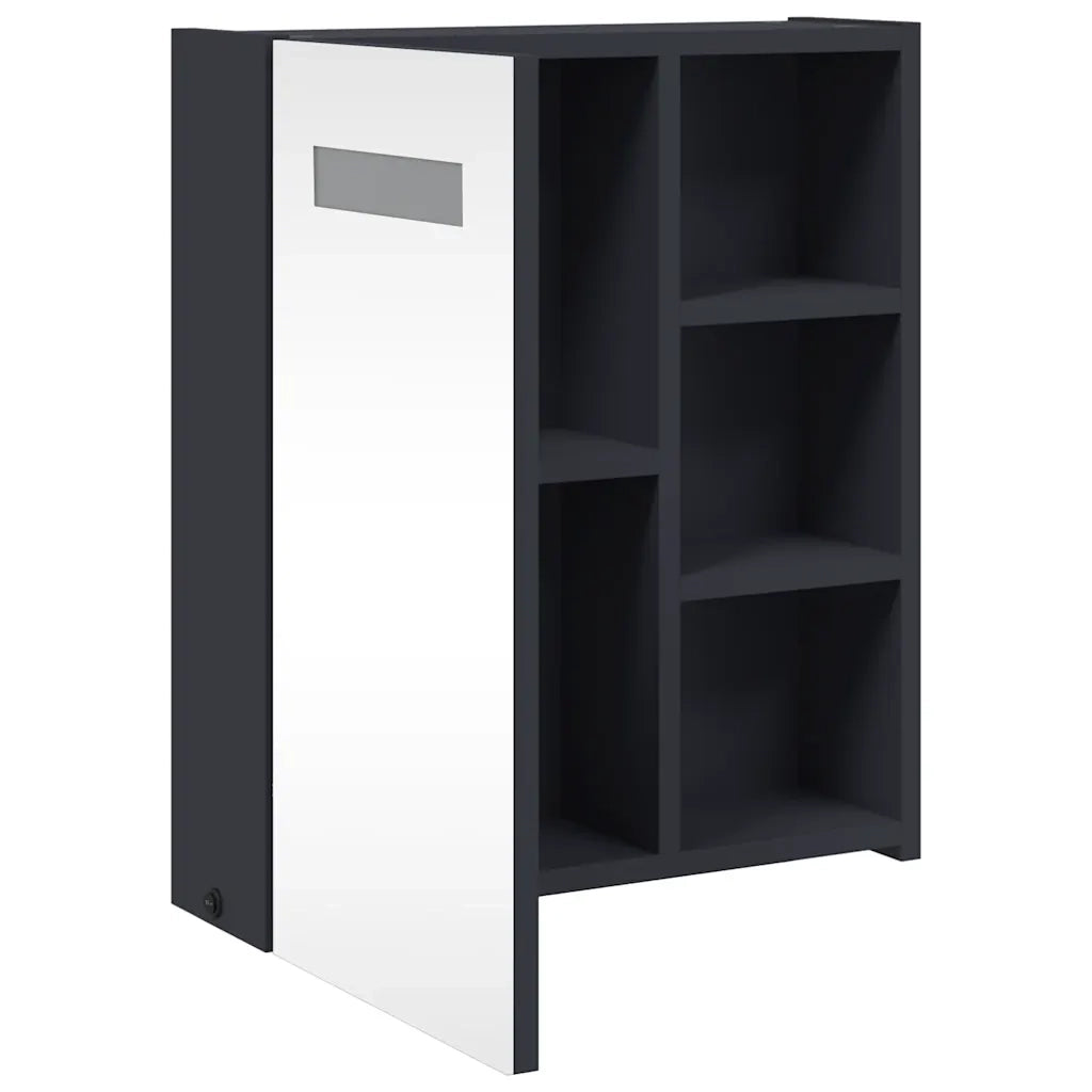 Armadietto Bagno | Armadio da bagno con Specchio e LED Grigio Chiaro 45x13x52 cm