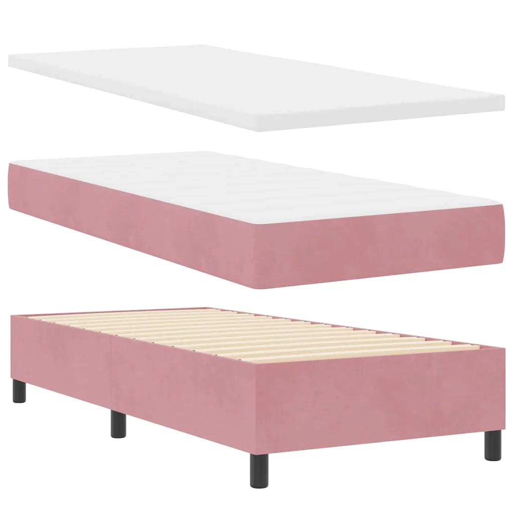 Letto a molle con materasso Rosa 200 x 90 cm Velluto 3340861