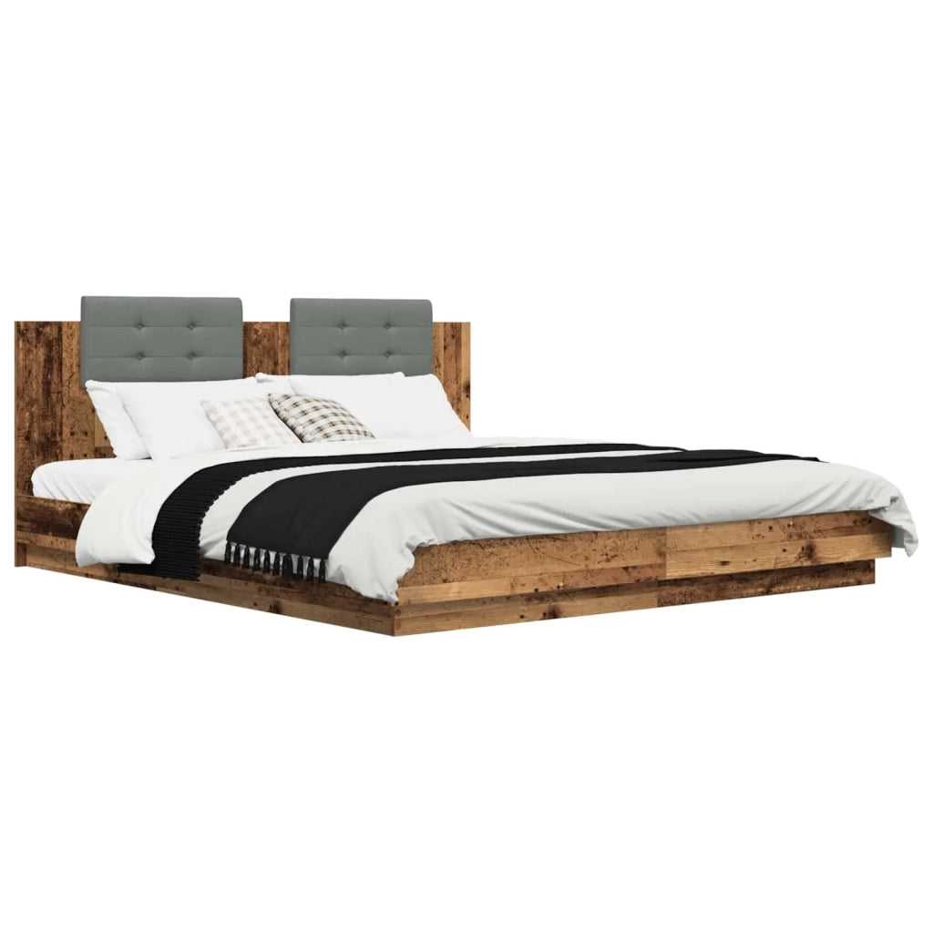 Struttura letto con testata-Giroletto Legno vecchio 180 x 200 cm
