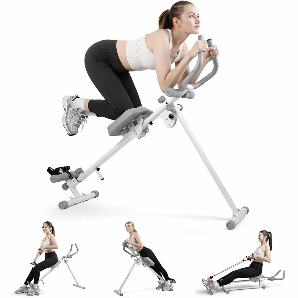 AB Machine Grigio Attrezzo Fitness per Addominali Multiuso Pieghevole Vogatore