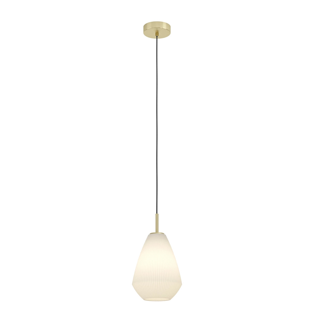 Sospensione Moderna Caprarola Acciaio Ottone Spazzolato Vetro 1 Luce E27