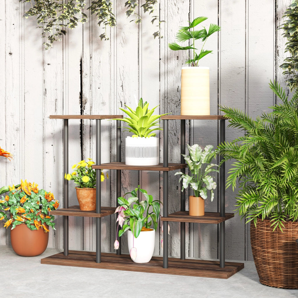Porta vasi 4 livelli ¨C Minimal ¨C legno, acciaio