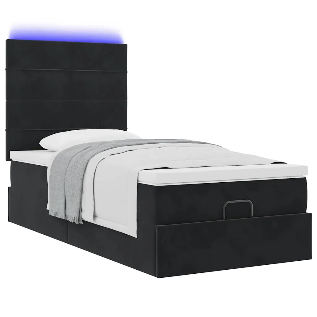 Struttura Letto Pouf con Materassi Nero 100x200 cm Velluto 3314302