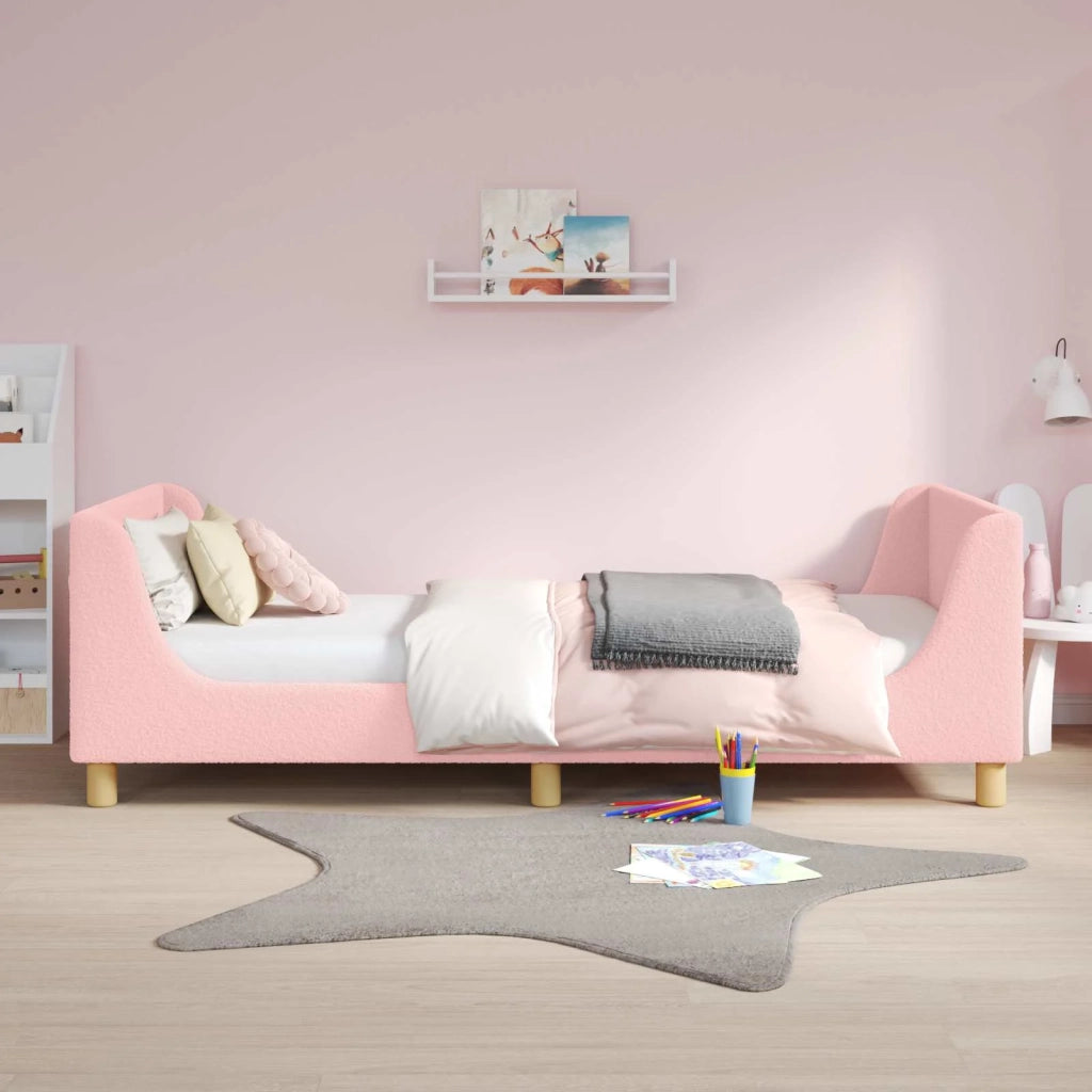 Struttura letto bambini con testata-Giroletto per bambini Rosa 90 x 200 cm Boucl¨¦ 483580