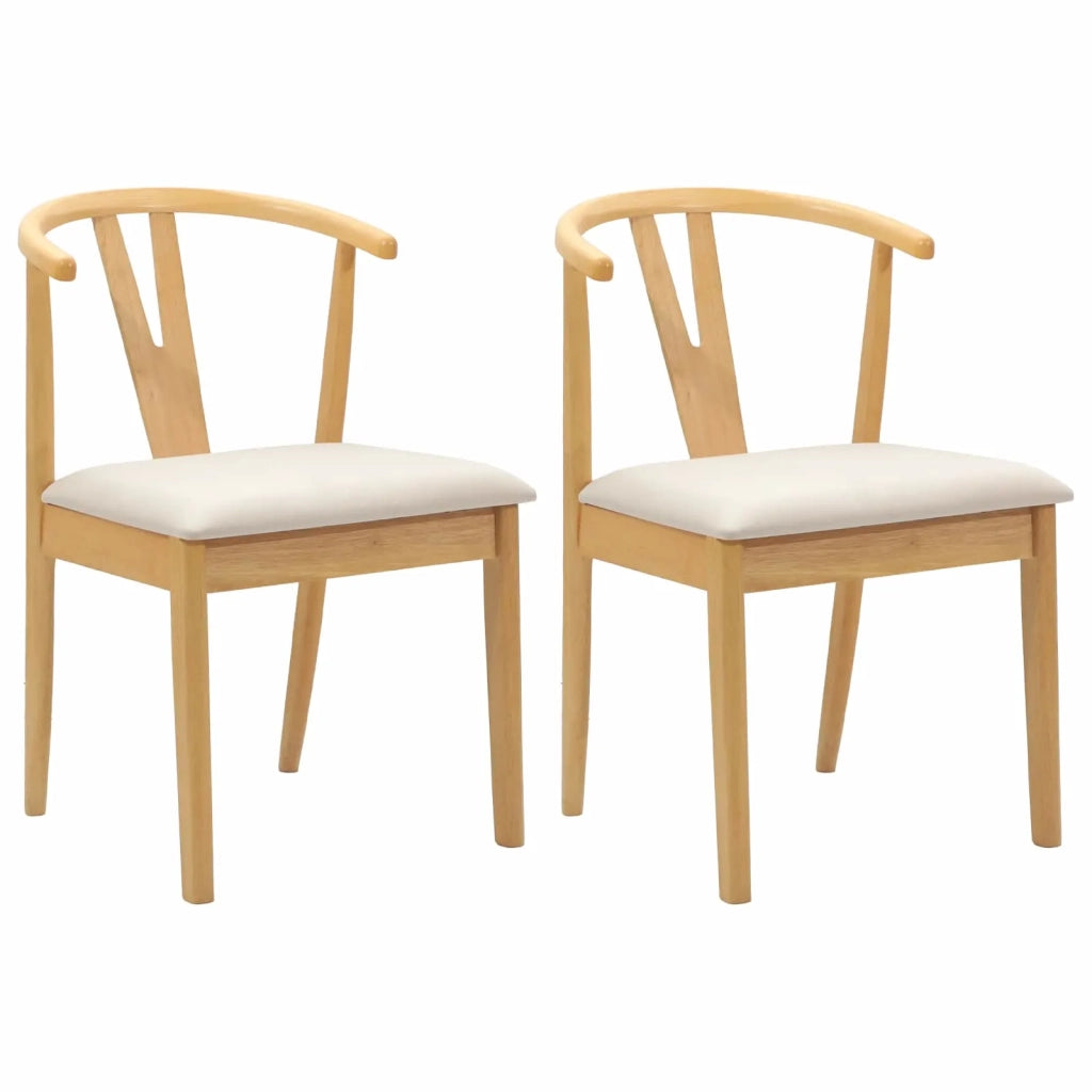 Sedia da pranzo 2 pcs Naturale e chiaro Legno di gomma solido