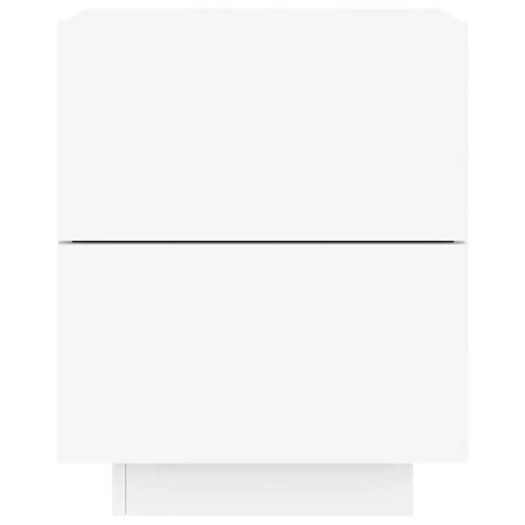 Comodino con Luci LED Bianco in Legno Multistrato 836735