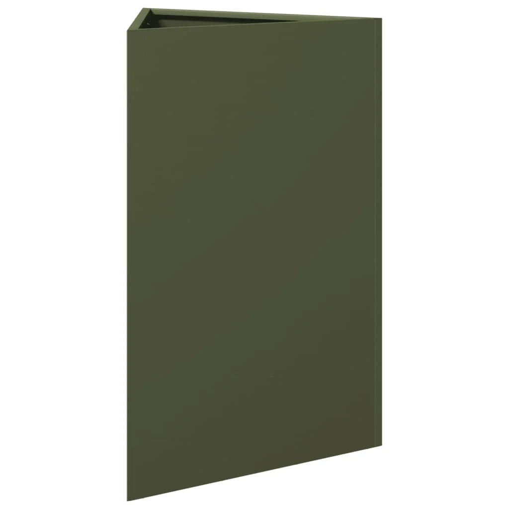 Fioriera rialzata triangolare a forma di oliva per piante fiori e terrazza/giardino 50 x 43 x 75 cm acciaio verde 02_0038714